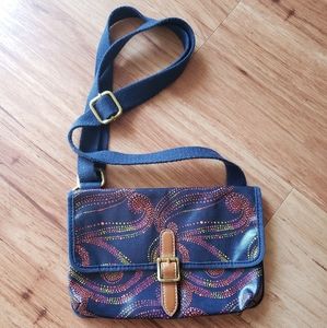 Fossil purple/blue paisley purse with adjustable strap